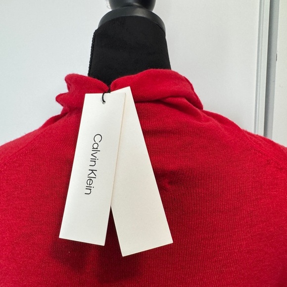 Calvin Klein Long Sleeve Wool Blend Top Red - Picture 6 of 12